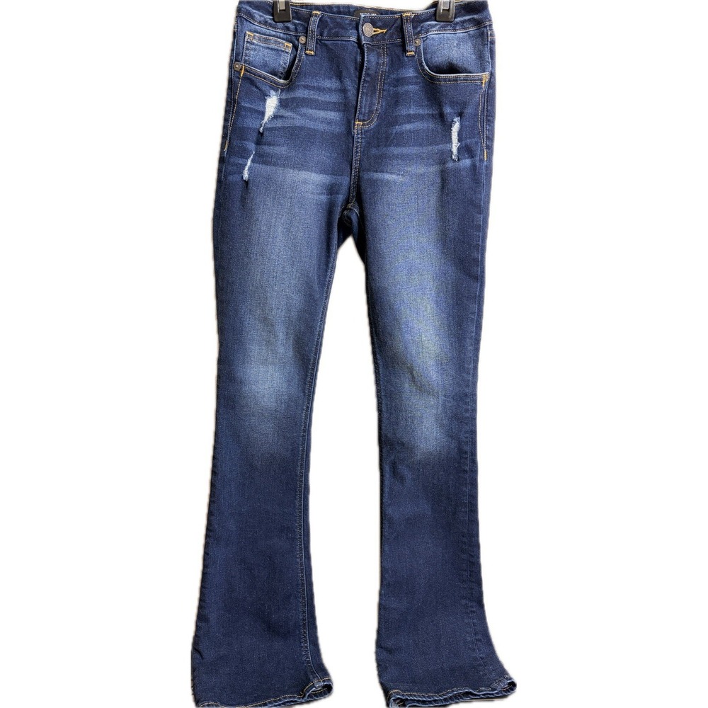 Y2K Miss Me High Rise Crop Bootcut Jeans Size 27 Dark Wash Minimalist